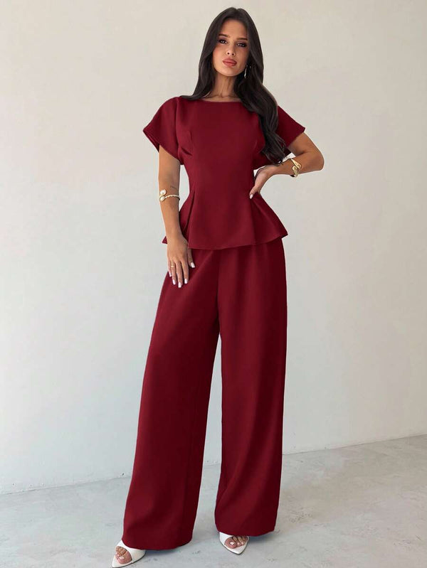 Conjunto Elegante Burdeos De Dos Piezas