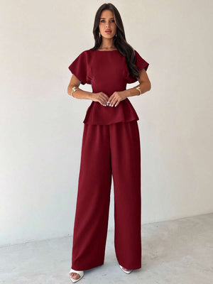 Conjunto Elegante Burdeos De Dos Piezas