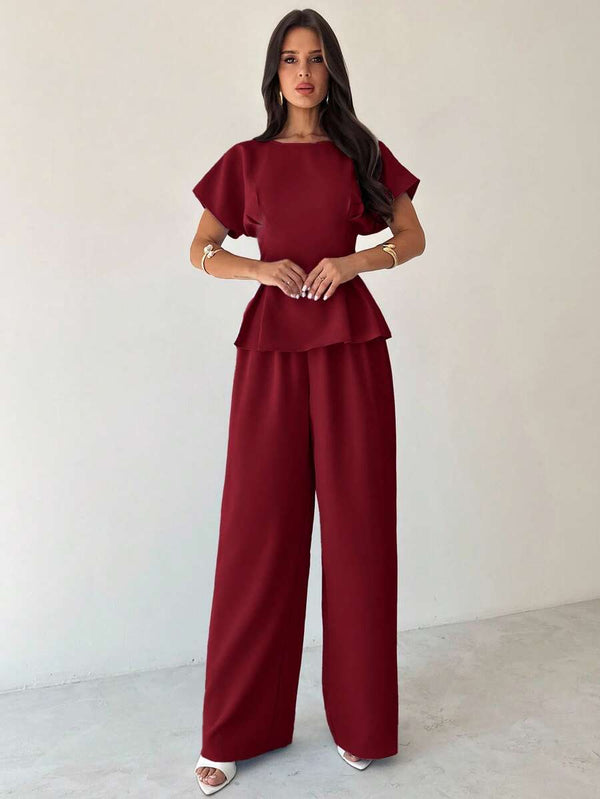 Conjunto Elegante Burdeos De Dos Piezas