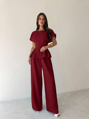 Conjunto Elegante Burdeos De Dos Piezas