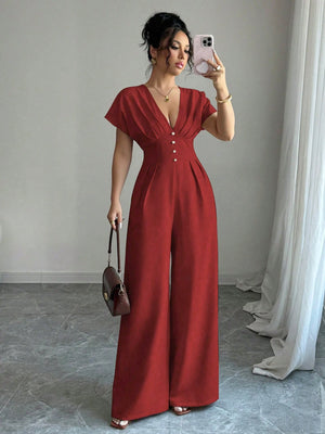 Enterizo Elegante De Manga Con Escote En V
