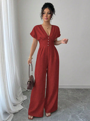 Enterizo Elegante De Manga Con Escote En V