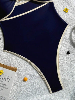 Traje de Baño Entero con Recorte Frontal Azul Marino