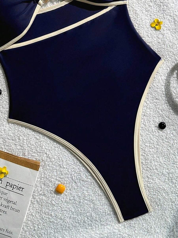 Traje de Baño Entero con Recorte Frontal Azul Marino