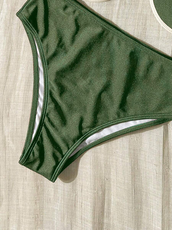 Bikini Push Up Verde Oliva Estilo Concha Marina