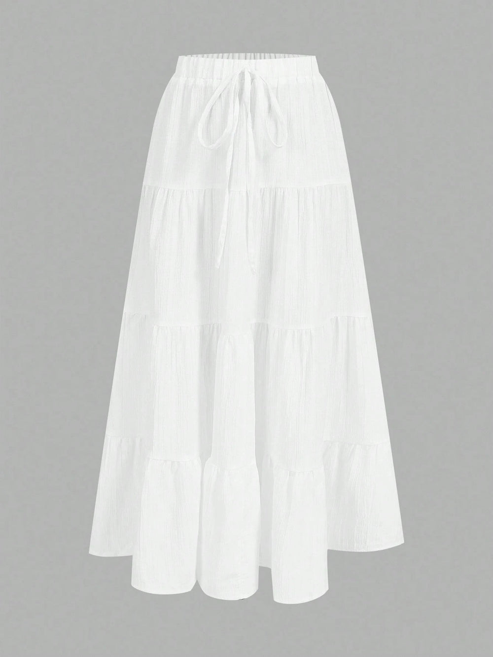 Falda larga blanca a capas de estilo casual