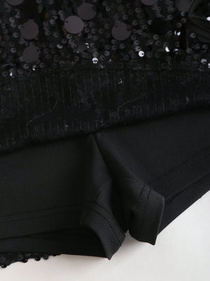Falda elegante con lentejuelas diseño completo posterior.