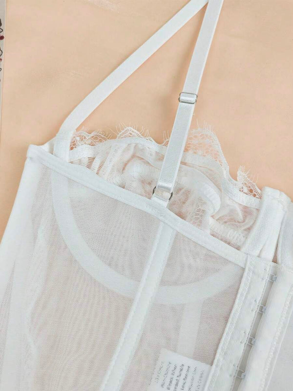 Top Corset De Encaje Blanco Estilo Bustier