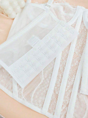 Top Corset De Encaje Blanco Estilo Bustier