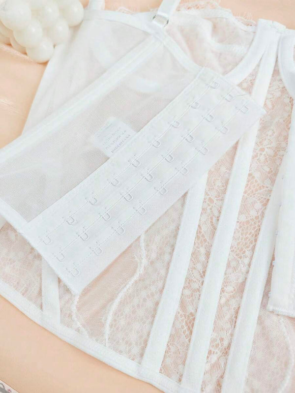 Top Corset De Encaje Blanco Estilo Bustier