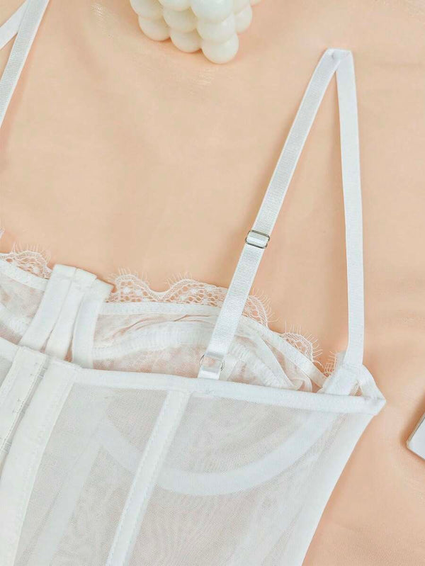 Top Corset De Encaje Blanco Estilo Bustier