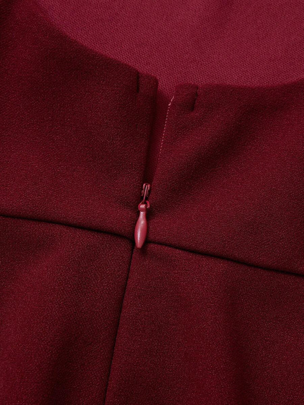 Vestido Midi Elegante Sin Mangas Color Vino