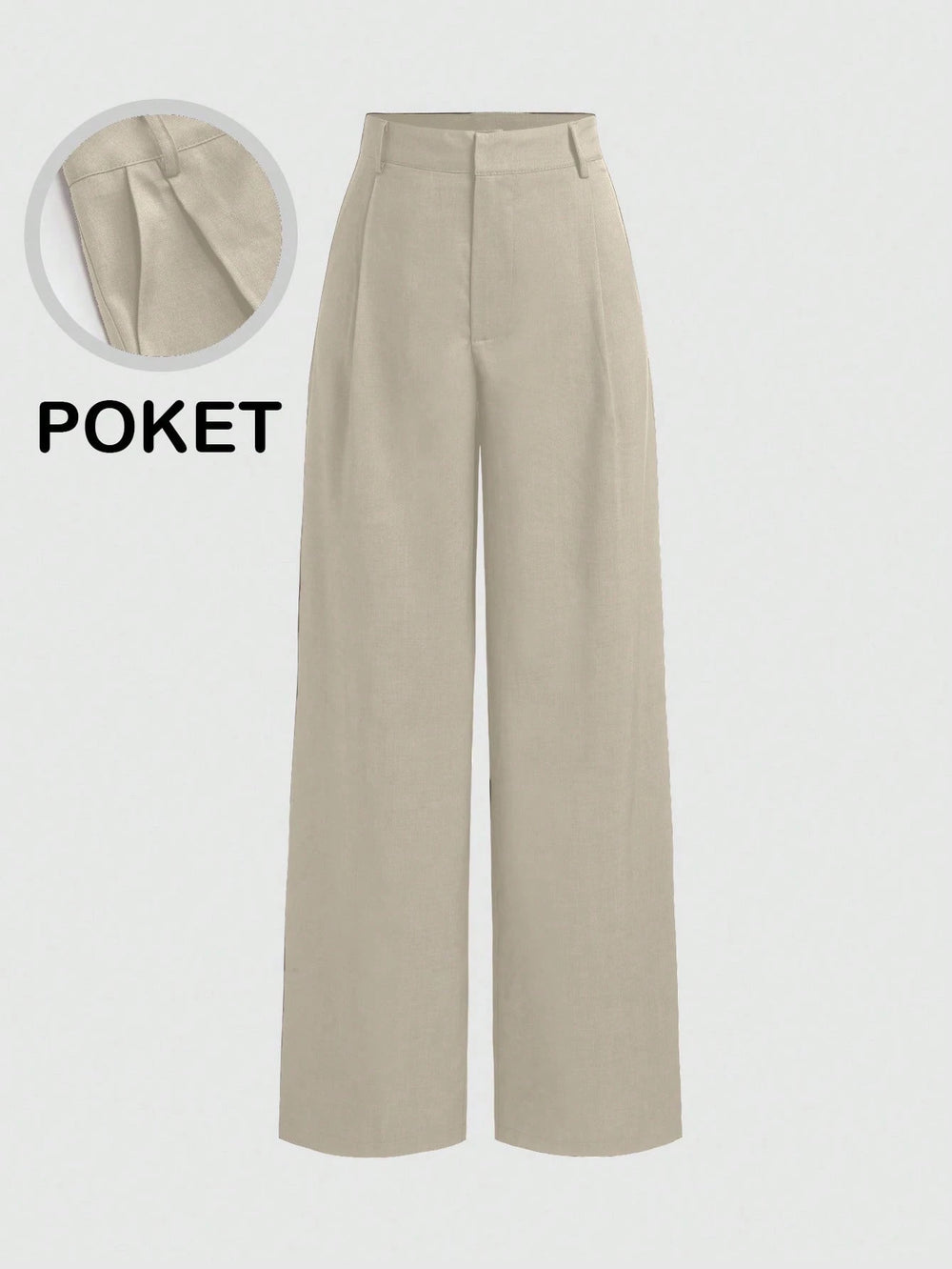 Pantalón albaricoque de pierna recta y talle alto vista frontal