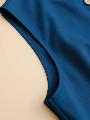 Conjunto Casual Elegante Chaleco Azul y Shorts Beige
