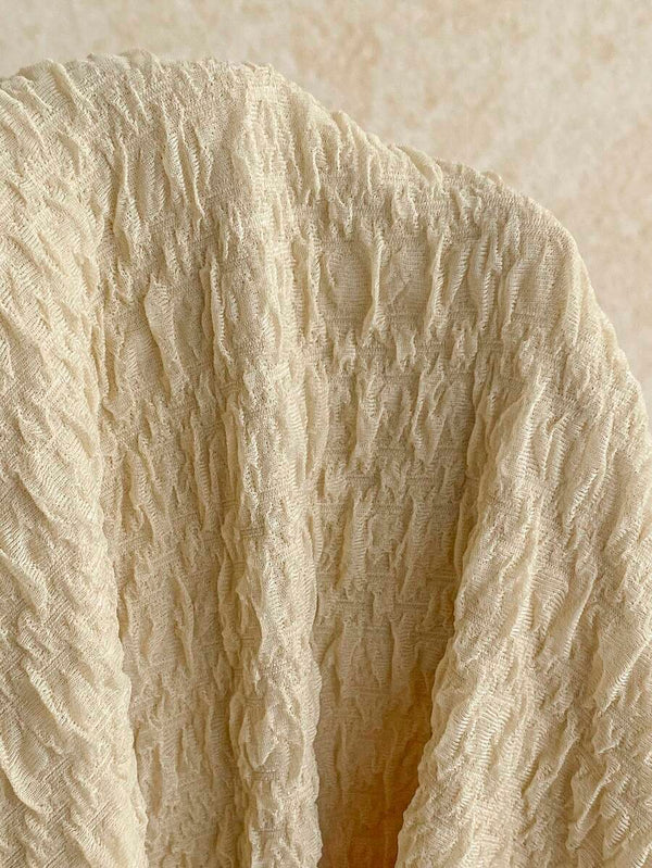 Vestido Beige Texturizado Con Detalles Marinos