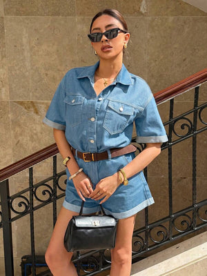 Romper de Mezclilla Casual con Botones Frontales