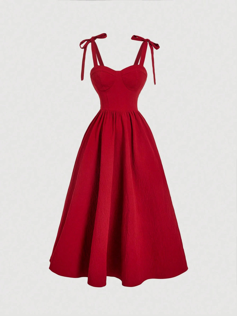 Vestido midi rojo con tirantes y espalda descubierta vista frontal
