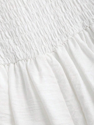 Vestido Romper Blanco Con Volantes y Corsé