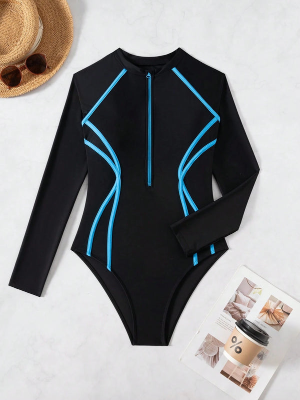 Traje De Baño Deportivo Negro look completo playa
