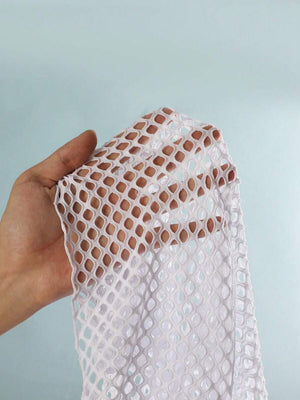 Vestido Playero de Malla Blanco Con Abertura