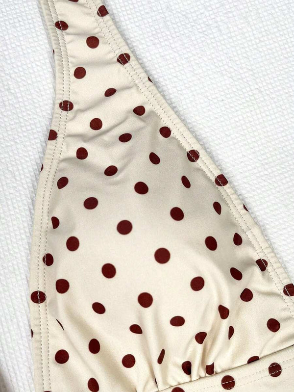 Traje de Baño Entero Con Lunares Y Escote Halter