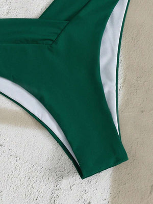 Bikini Verde Halter Con Braga de Tiro Alto