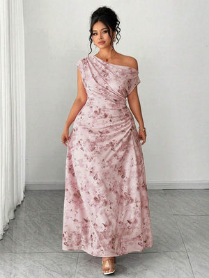Vestido Largo Floral Con Hombros Descubiertos
