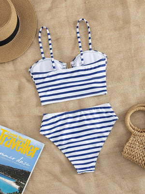 Bikini De Rayas Azules Y Blancas Estilo Marinero