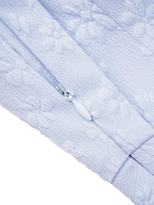 Vestido Elegante Azul Cielo Con Capa De Gasa