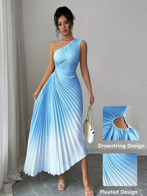 Vestido Plisado Asimétrico Degradado Con Cut Out