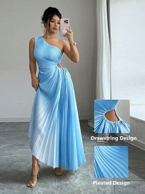 Vestido Plisado Asimétrico Degradado Con Cut Out