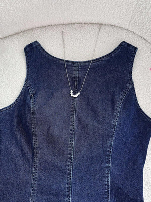 Vestido De Mezclilla Casual Sin Mangas Corte A