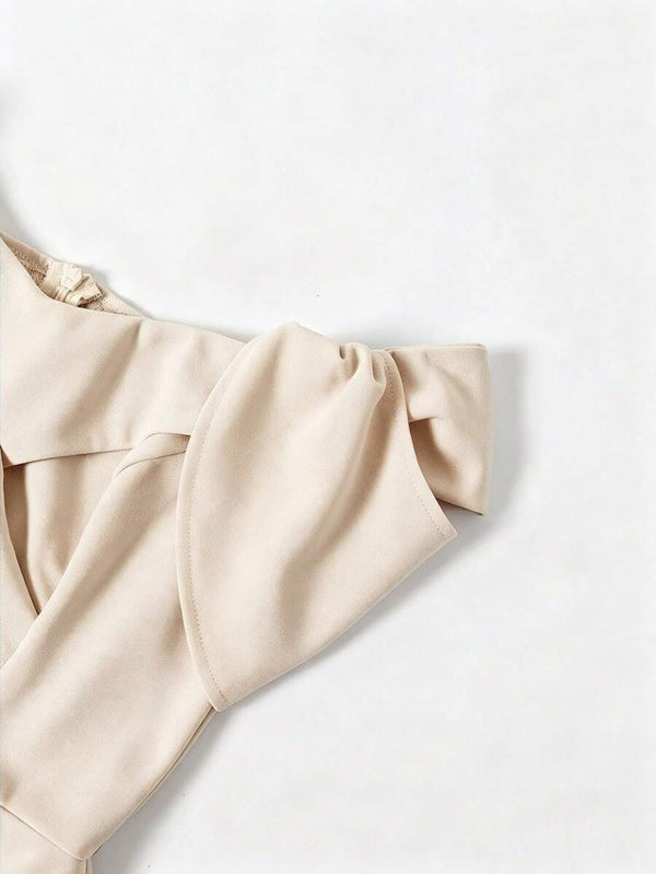 Vestido Elegante Color Crema Con Hombros Descubiertos