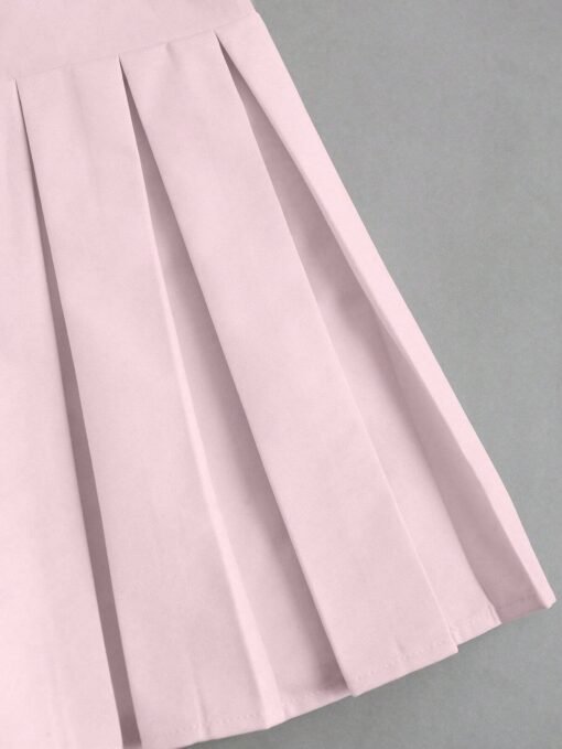 Vestido corto Rosa con solapa y plisado