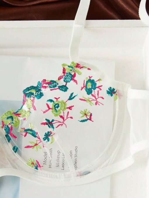 Sujetador bordado multicolor con tirantes ajustables