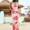 Vestido largo bohemio con estampado floral y tirantes finos – vestido largo bohemio