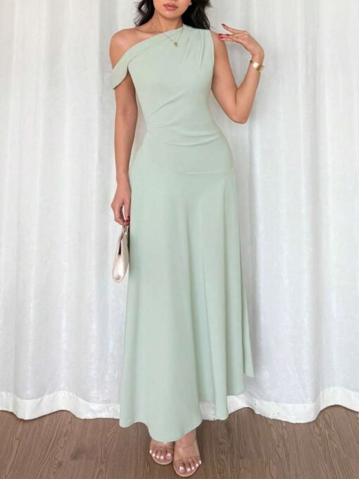 Vestido verde elegante de largo completo sin mangas